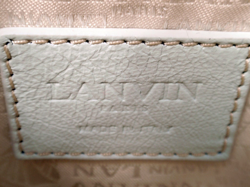 Women's Lanvin White Leather Handbag, Gold Tone Chain Strap, Dustbag