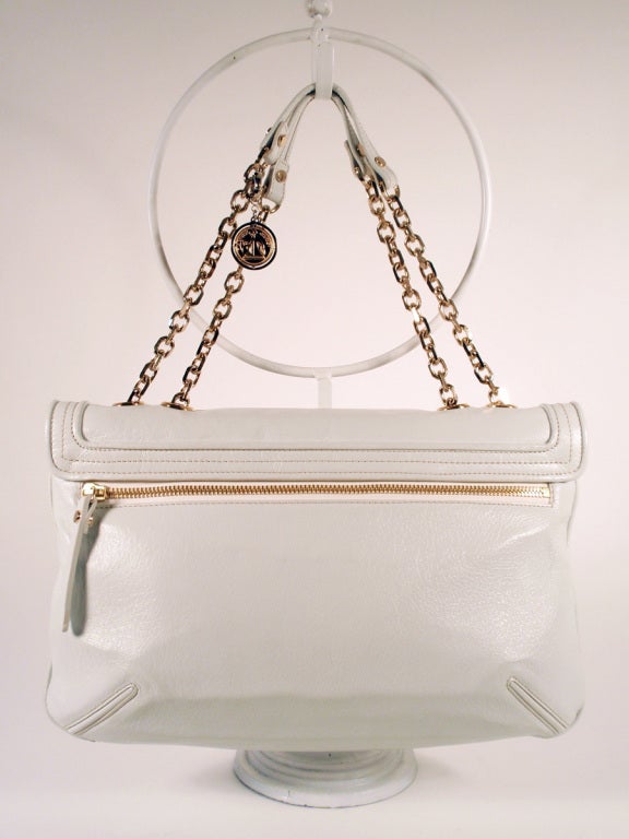 Lanvin White Leather Handbag, Gold Tone Chain Strap, Dustbag 3