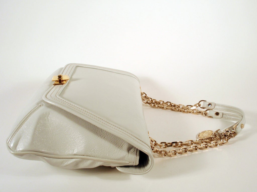 Lanvin White Leather Handbag, Gold Tone Chain Strap, Dustbag 4