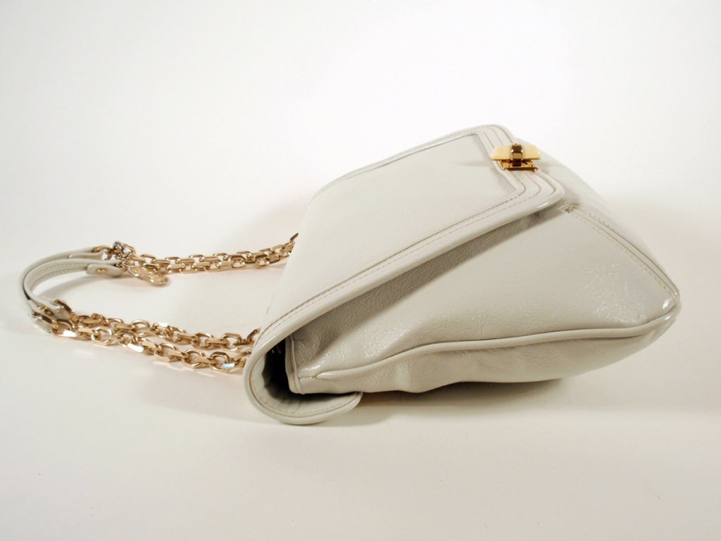 Lanvin White Leather Handbag, Gold Tone Chain Strap, Dustbag 5