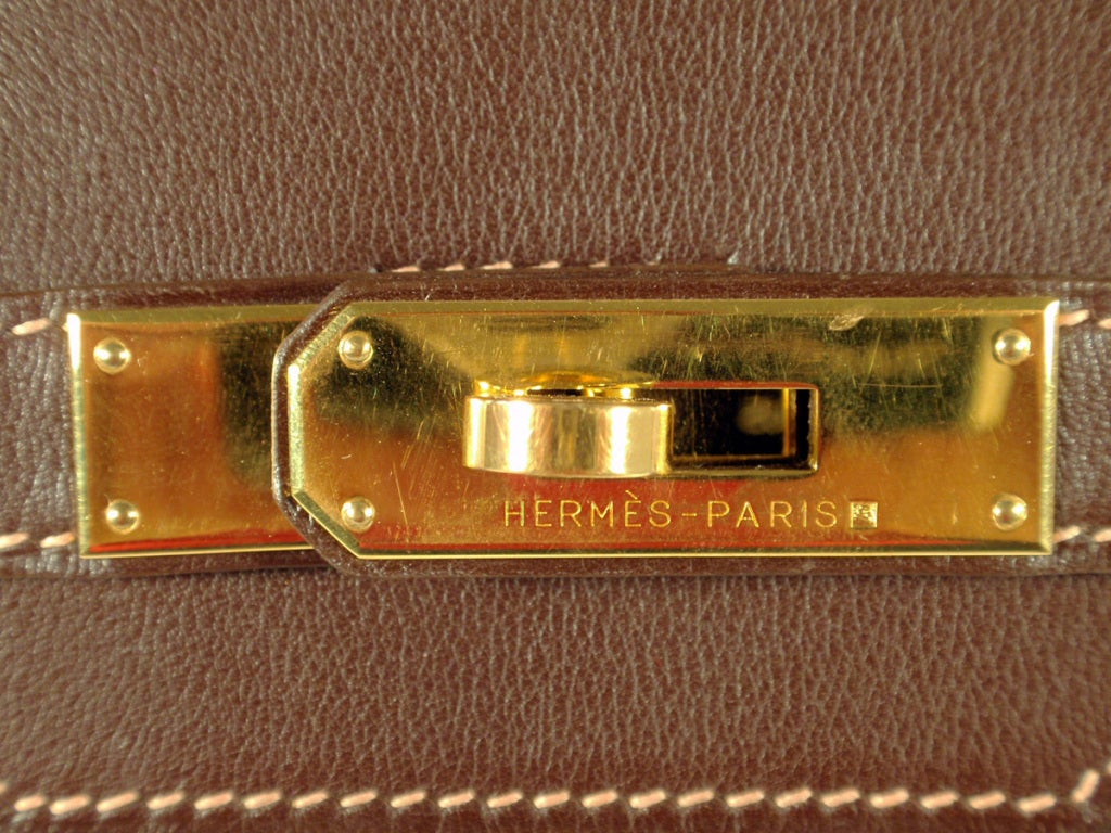 Hermes Brown Leather Birkin Bag, Gold Clasp, 2 Handles, 35 cm 5