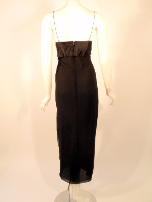 Jacqueline de Ribes Black Silk Chiffon Slip Dress w/ Caftan For Sale at ...