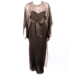 Jacqueline de Ribes Black Silk Chiffon Slip Dress w/ Caftan 2