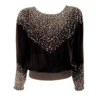 Valentino Night Black Velvet Evening Top Silver and Black Sequins at ...