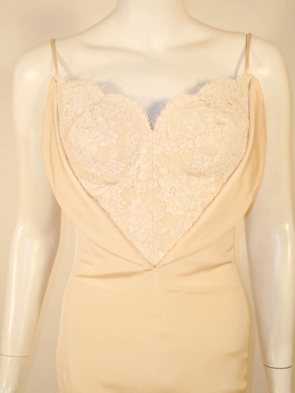 Antony Price 2 pc. Cream Gown & Fitted Jacket with Lace Details For Sale 2