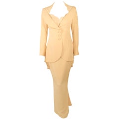 Antony Price 2 pc. Cream Gown & Fitted Jacket with Lace Details