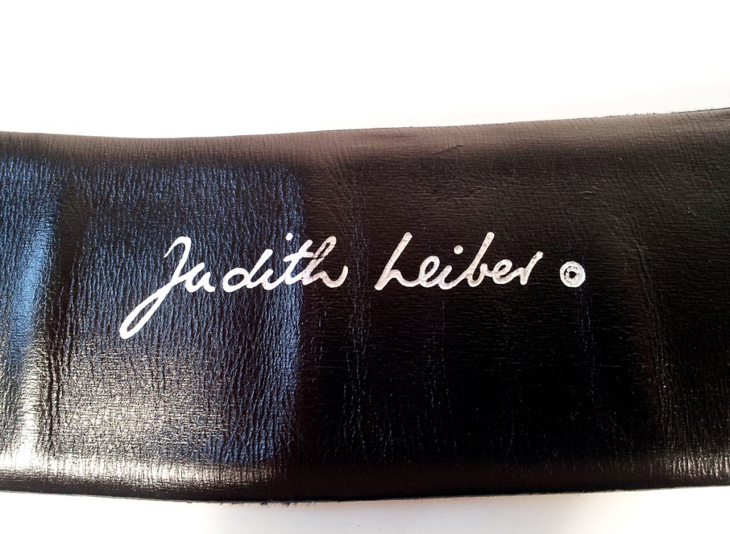 Women's Judith Leiber Black Silk Satin Wide Belt w/ Art Deco Buckle
