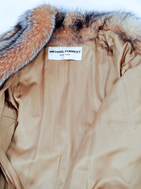 Michael Forrest Honey Brown Crystal Fox Kalb Länge Pelzmantel Kragen im Angebot 5