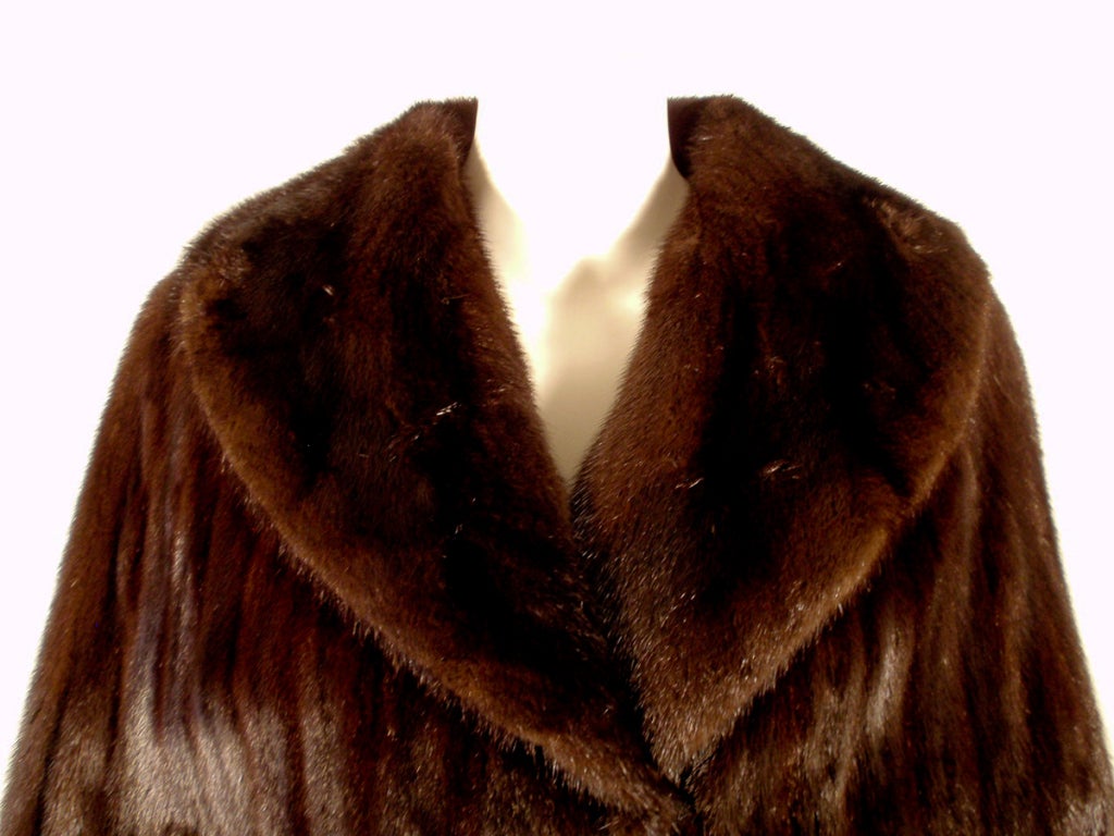 Women's Michael Forrest Dark Brown Ranch Mink Long Cape with Collar For Sale