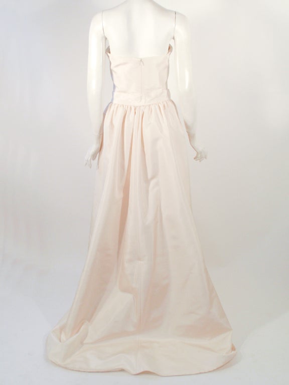 Women's Oscar de la Renta 2 pc Cream Silk Strapless Wedding Gown