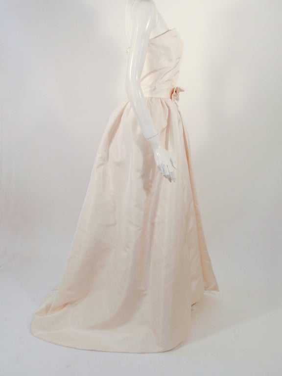 Oscar de la Renta 2 pc Cream Silk Strapless Wedding Gown 1