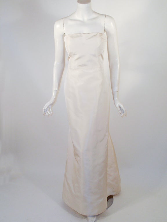 Oscar de la Renta 2 pc Cream Silk Strapless Wedding Gown 2