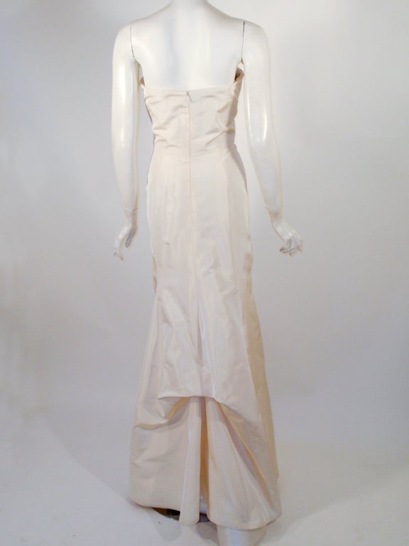 Oscar de la Renta 2 pc Cream Silk Strapless Wedding Gown 3