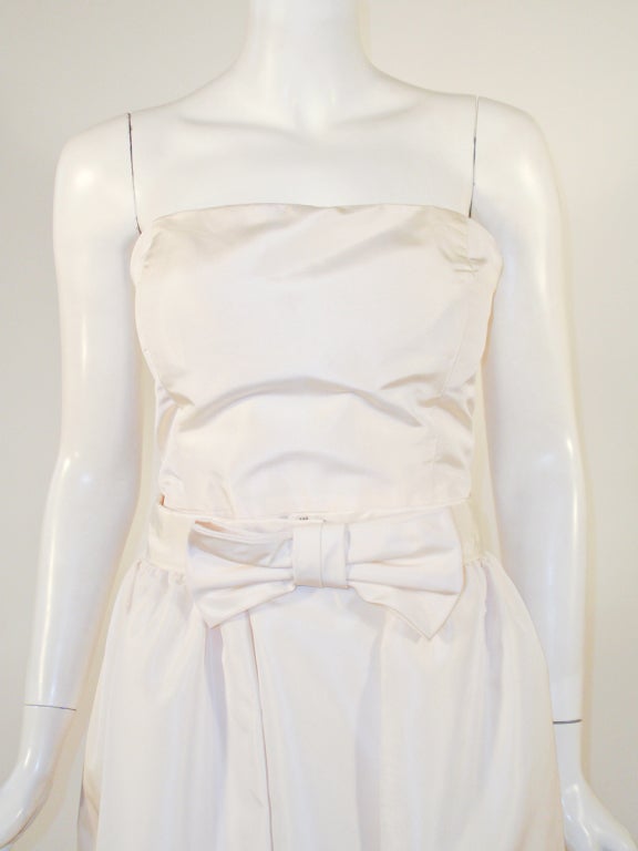 Oscar de la Renta 2 pc Cream Silk Strapless Wedding Gown 4