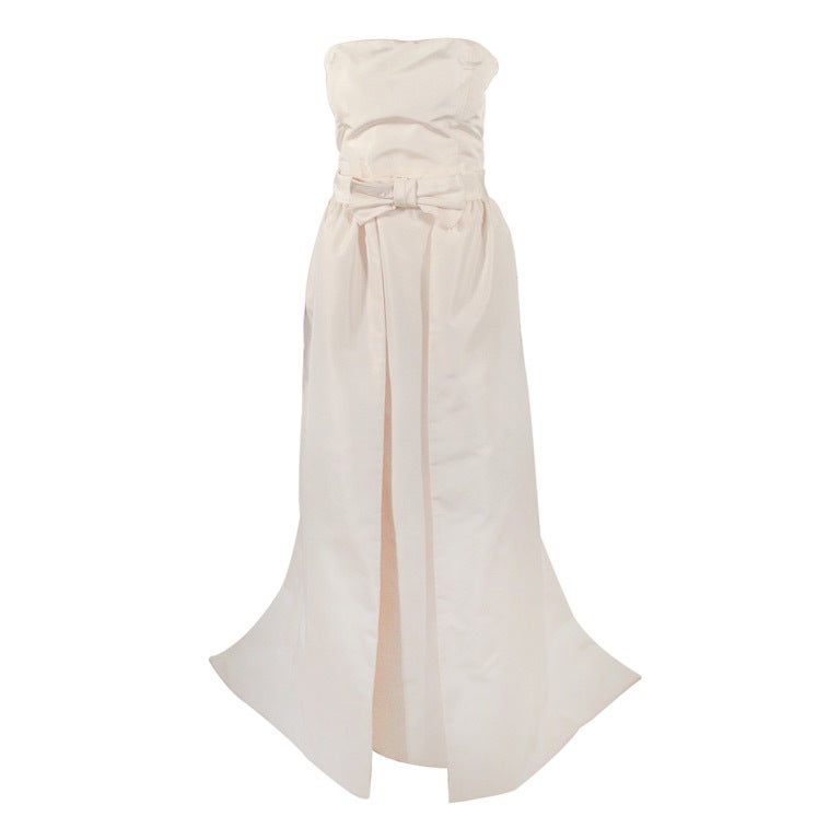 Oscar de la Renta 2 pc Cream Silk Strapless Wedding Gown