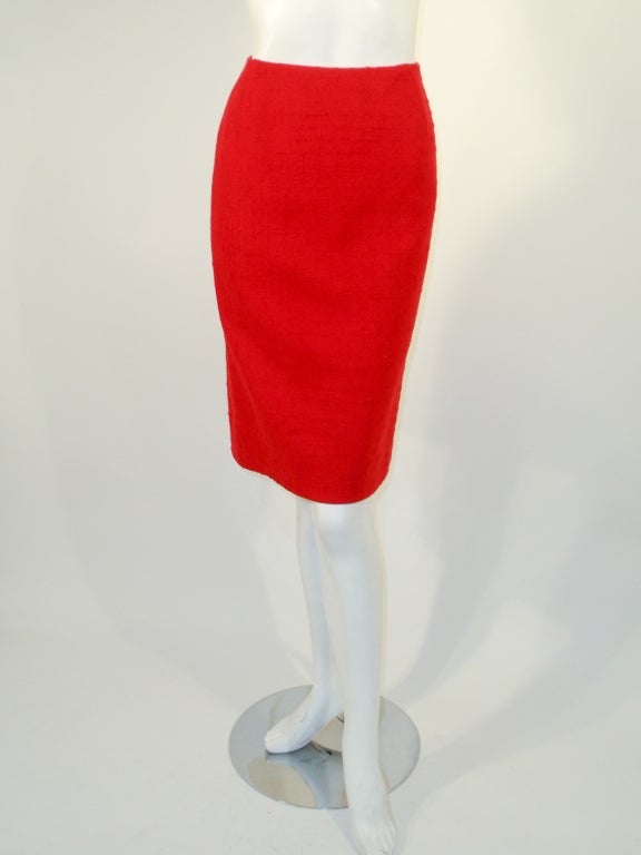 Valentino Miss V 3 pc Red Wool Coat, Skirt, Belt set 6