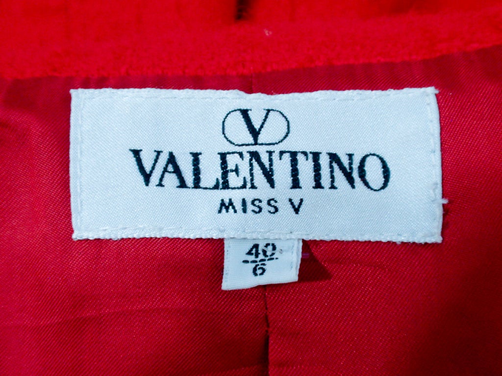 Valentino Miss V 3 pc Red Wool Coat, Skirt, Belt set at 1stDibs