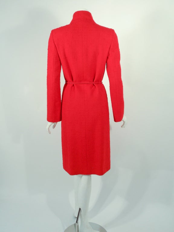 Women's Valentino Miss V 3 pc Red Wool Coat, Skirt, Belt set