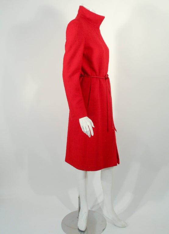 Valentino Miss V 3 pc Red Wool Coat, Skirt, Belt set 1