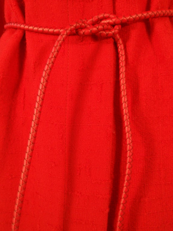 Valentino Miss V 3 pc Red Wool Coat, Skirt, Belt set 4
