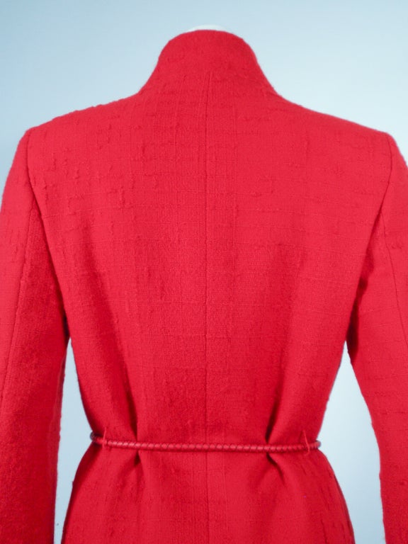 Valentino Miss V 3 pc Red Wool Coat, Skirt, Belt set 5
