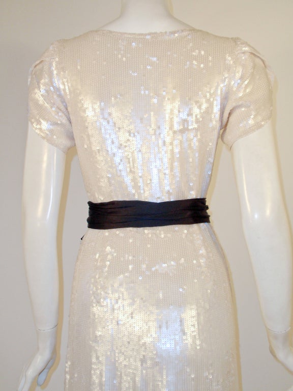 Diane von Furstenberg White Sequin Long Wrap Dress, Black Tie 1