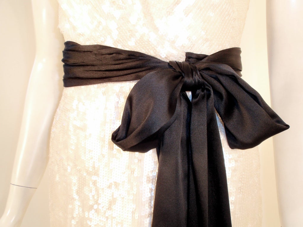 Diane von Furstenberg White Sequin Long Wrap Dress, Black Tie 2