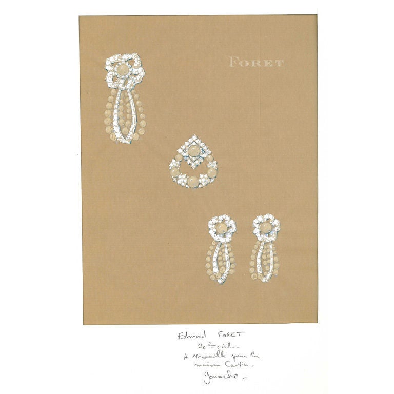 Box of 18 Gouache Jewellery Designs by Edmond Foret