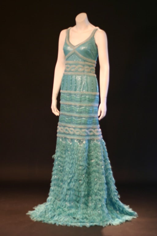 Kevan Hall Turquoise Blue Evening Gown