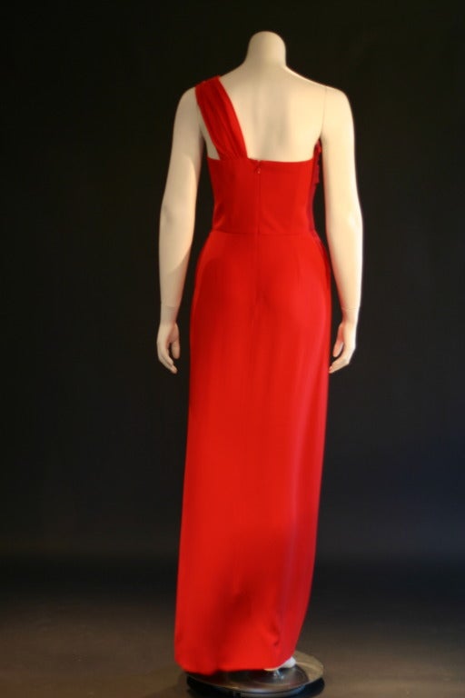 Givenchy Red One Shoulder Evening Gown For Sale 1