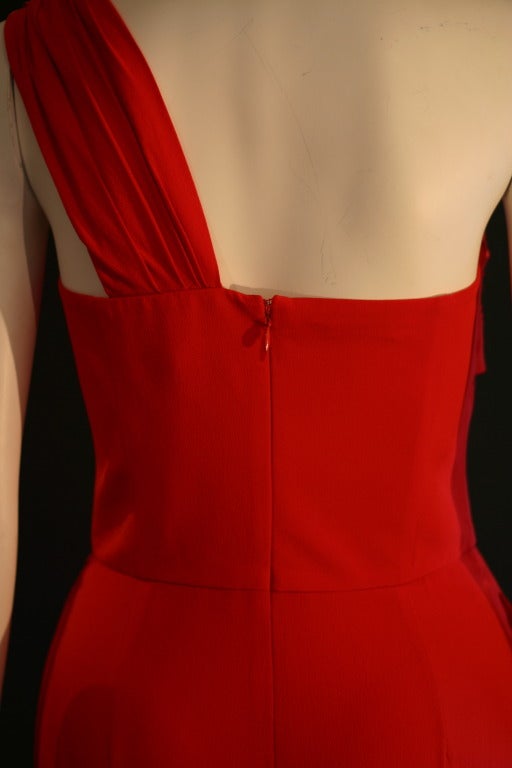Givenchy Red One Shoulder Evening Gown For Sale 2