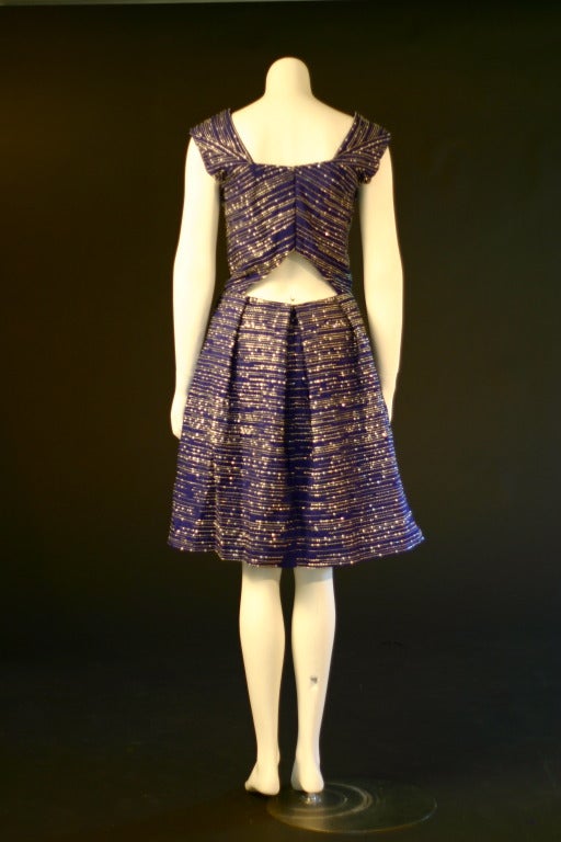 Women's Naeem Khan Royal Blue Sequin Beaded Dress For Sale