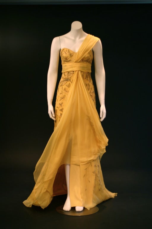 Carolina Herrera Yellow Evening Couture Gown Dress