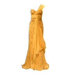 Carolina Herrera Yellow Evening Couture Gown Dress