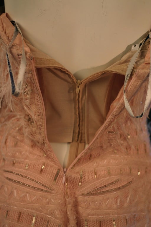 Oscar de la Renta Pink Feather Couture Evening Ball Gown Dress 2