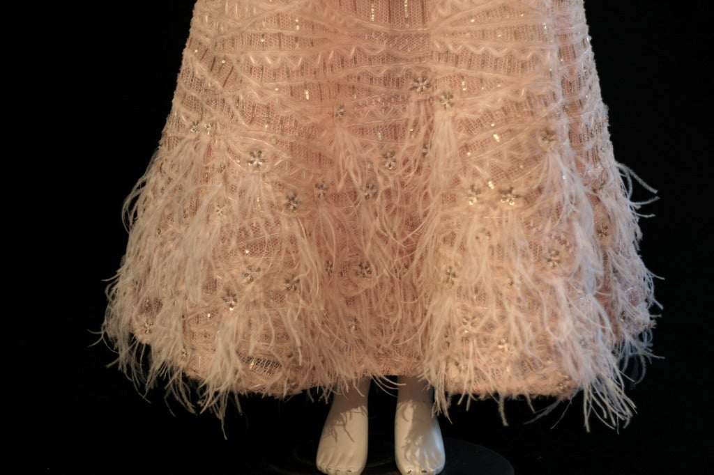 Oscar de la Renta Pink Feather Couture Evening Ball Gown Dress 1