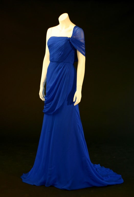 Jason Wu Cobalt Blue One Shoulder Evening Gown at 1stDibs