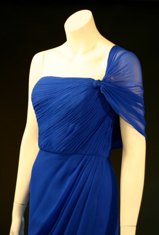 Jason Wu Cobalt Blue One Shoulder Evening Gown In New Condition In Toronto, ON