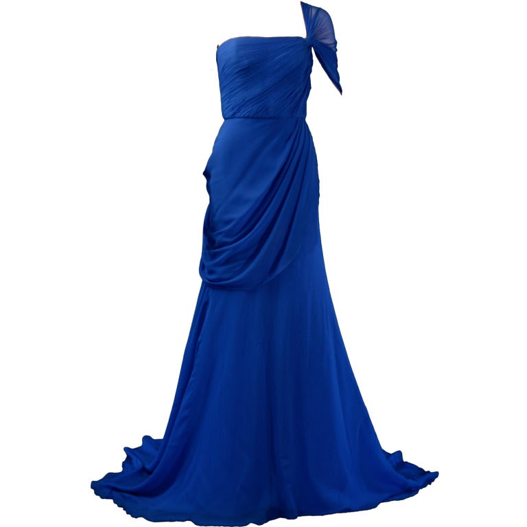 Jason Wu Cobalt Blue One Shoulder Evening Gown