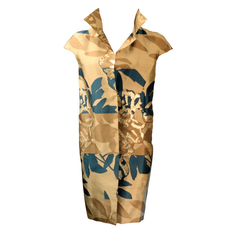 Oscar de la Renta Cocoon Brocade Sway Back Coat Dress For Sale