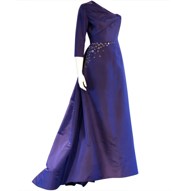 Oscar de la Renta Night Blue Evening Gown at 1stdibs