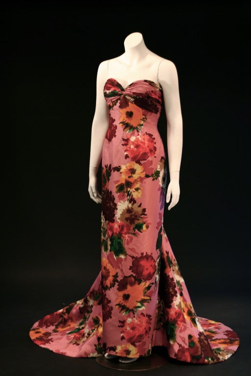 oscar de la renta pink floral dress