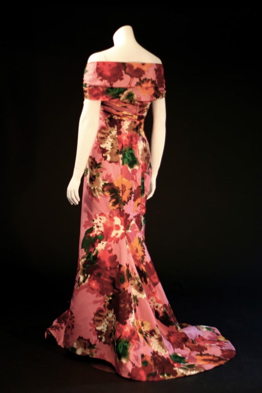 Women's New Oscar de la Renta Pink Floral Ball Gown For Sale