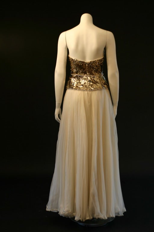 Marchesa Gold White Evening or Wedding Dress For Sale 2