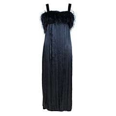 1970
s Robert David Morton Ostrich Feather Ribbon Gown