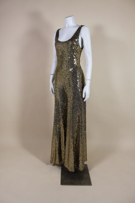 1970's Chloe Gold Sequined Lurex Jumpsuit at 1stDibs
