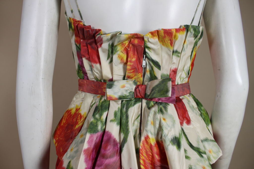 1950's Elizabeth Arden Chiné Silk Floral Ball Gown 6