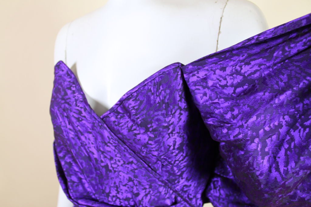 Women's Ungaro 1980s Amethyst Silk Jacquard Goddess Gown For Sale