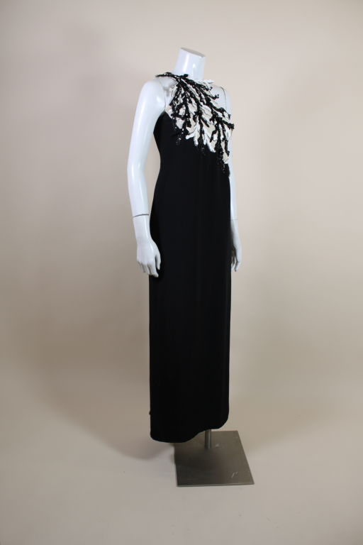 1990's Bill Blass Graphic Black and White Sequined Gown For Sale 2