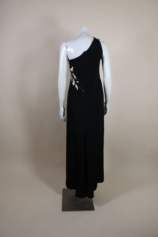 1990's Bill Blass Graphic Black and White Sequined Gown For Sale 3